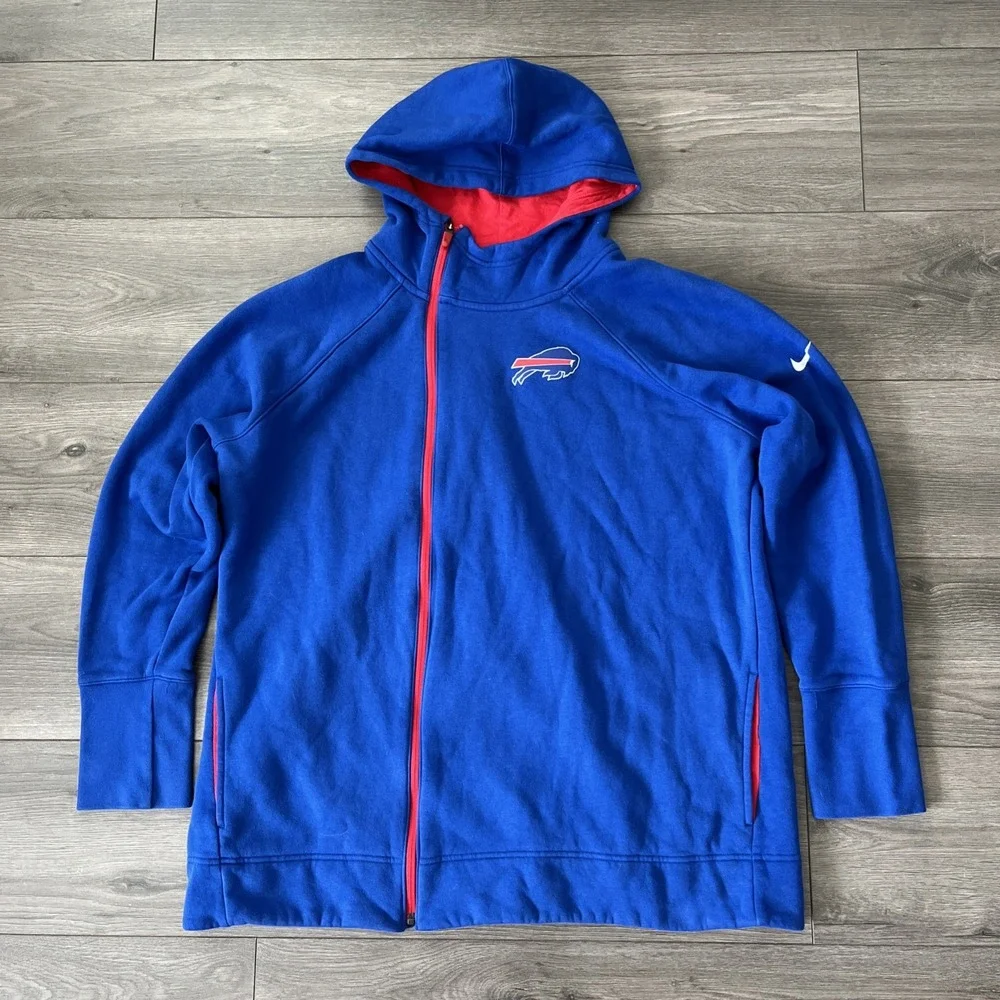 Nike NFL New York Giants Mens 2XL Full Zip Hoodie Sweatshirt Blue Red